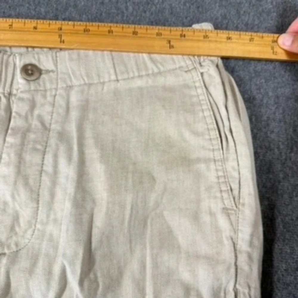 Tommy Bahama Mens Beige Linen Blend Elastic Waist Relaxed Straight Pants Size M